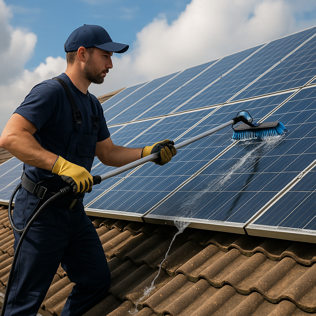 nettoyage panneaux solaire a la perche télescopique